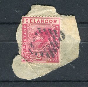 MALAYA; SELANGOR 1890s classic Tiger issue fine used POSTMARK PIECE