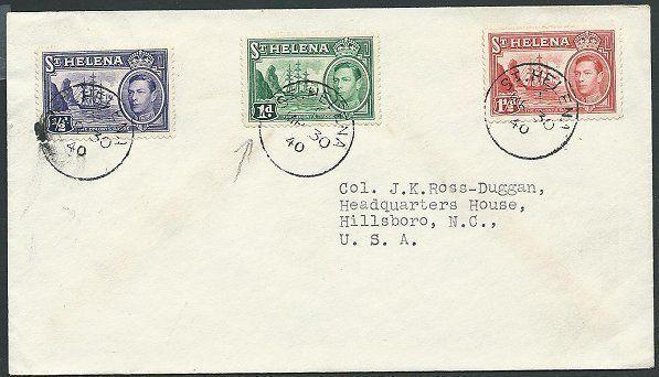 ST HELENA 1940 cover to USA - GVI 3 values.................................43898