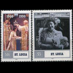 ST.LUCIA 1990 - Scott# 969-70 Queen Mother Set of 2 NH