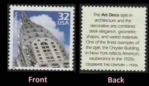 US 3184j Celebrate the Century 1920s Art Deco Style 32c single MNH 1998