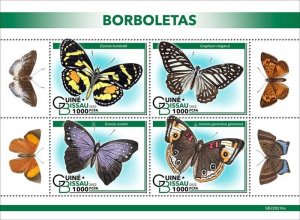 Guinea-Bissau - 2022 Butterflies, Spotted Zebra - 4 Stamp Sheet - GB220216a