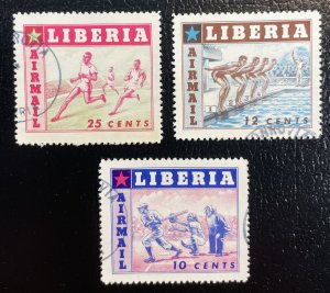 Liberia #C88-C90 Airmail, #347-349 Used Complete Set - Sports