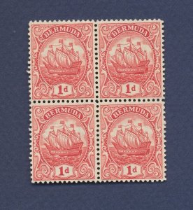 BERMUDA - Scott 83, SG 79  - VF MNH block of four - 1d ship