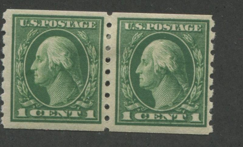 1912 US Coil Stamp #412 1c Mint Hinged F/VF Original Gum Pair