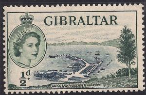 Gibraltar 1953 - 59 QE2  1/2d Grey Green passenger & cargo wharfs Umm SG 145 ...