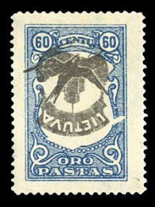 Lithuania #C39c Cat$250, 1926 Swallow, 60c blue, center inverted, hinged