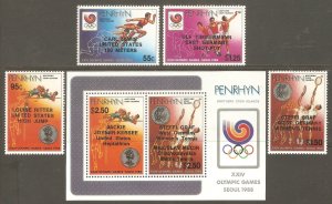 PENRHYN ISLANDS Sc# 364 - 368 MNH FVF Set of 4 + SS Olympic Games 1988