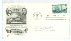 US 1244 1964 World's Fair, typed address, corner creases.