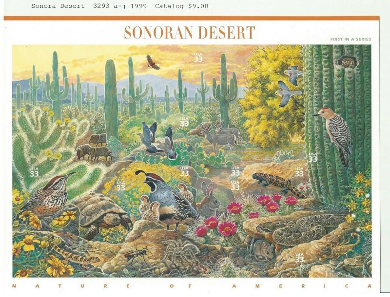 Sonora Desert stamps Scott 3293 April 1999 SS-10