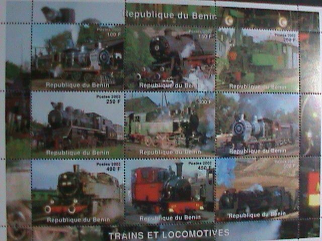 ​BENIN-STAMP-2002 CLASSIC TRAINS CTO- MNH STAMP SHEET RARE