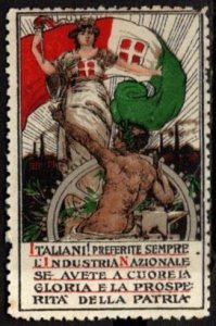 1917 Italy WW I Propaganda Poster Stamp Italians! Prefer The National Industry