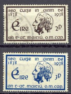 Ireland Sc# 101-102 Used (a) 1938 Temperance Crusade 100th