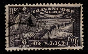 INDIA-TRAVANCORE SG71 1941 6ca BLACKISH VIOLET p12½ USED