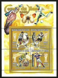 NIGER SHEET SOCCER WORLD CUP BUTTERFLIES BIRDS SPACE