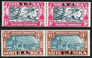 South West Africa SG109/110 1938 KGVI Voortrekker Commemoration Pairs Opt U/M