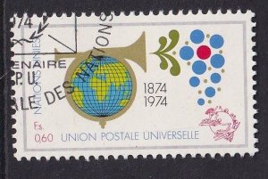 United Nations  Geneva  #40 cancelled 1974 UPU anniversary 60c