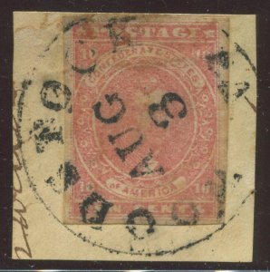 Confederate States 5 on Piece with AUG 3 Woodstock Va Cancel BX5204