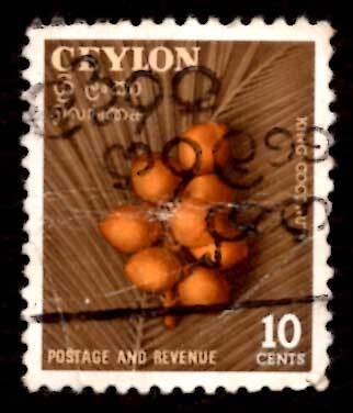 Ceylon 1954 King Coconuts Fruits 10c Scott.329 Used (#2)