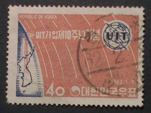 ​KOREA-1962 SC#348 1OTH ANNIVERSARY OF ITU -USED STAMP-VERY FINE