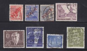 Berlin Sc 9N28/9N135 used 1948-56 issues, 8 diff F-VF