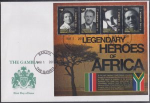 GAMBIA Sc#3352a-d FDC S/S of 4 DIFF JEWISH HEROES in FIGHT AGAINST APARTHEID