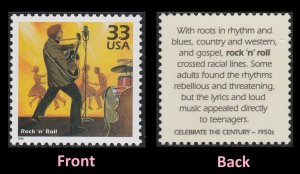 1999 Celebrate the 1950s R0ck & Roll Single 33c Postage Stamp, Sc#3187m, MNH, OG