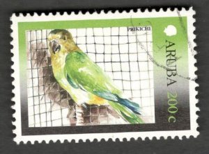 Rare : 2001 Aruba Sc #203 - 200c Prikichi Parakeet bird - Used stamp Cv$4