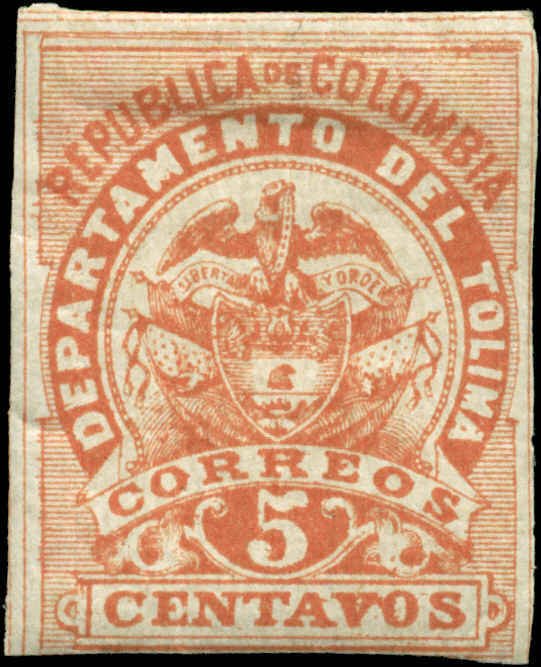 Colombia - Tolima  Scott #62a Imperf Mint Hinged