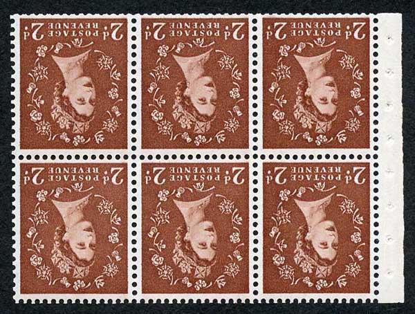 SB78a 2d Light Red Brown Edwards Wmk Inv U/M Booklet Pane 6