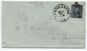 1902 Spring Grove IL to Australia cover 5ct 1st bureau [y4293]