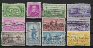 PCBstamps  1950 Commemoratives Year Set, #987-997, (11 var), used, (6)