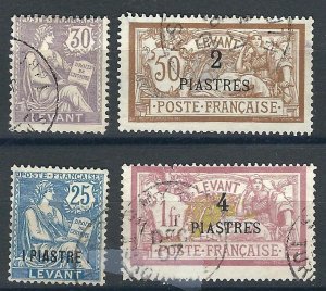 France Offices Turkey 4 Different Used F/VF 1902-03 SCV $7.35