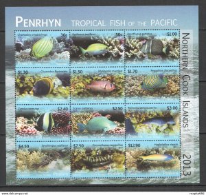 2013 Penrhyn Tropical Fish Of The Pacific #730-41 Michel 70 Euro Sh ** Ec225