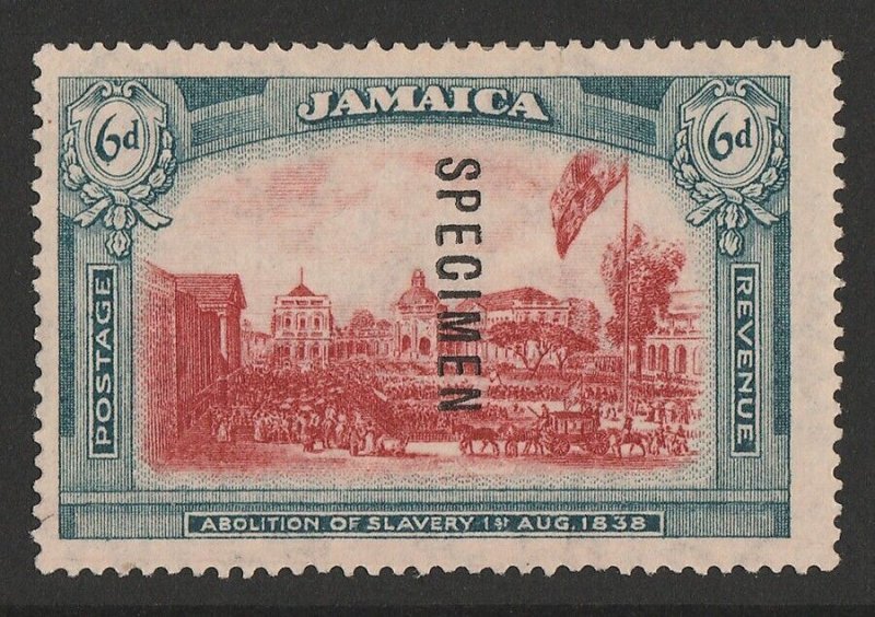 JAMAICA 1921 Abolition of Slavery 6d SPECIMEN, wmk script, unissued