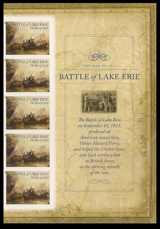 US 4805a War 1812 Battle of Lake Erie imperf NDC panel vert strip 5 MNH 2013