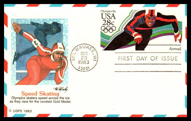 US UXC21 Winter Olympics Fleetwood U/A FDC Postal Card