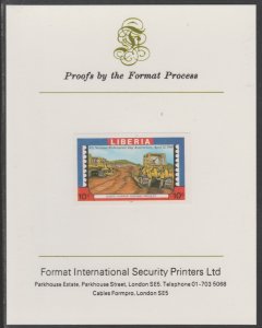 LIBERIA 1984 HIGHWAY PROJECT  imperf on FORMAT INTERNATIONAL PROOF CARD