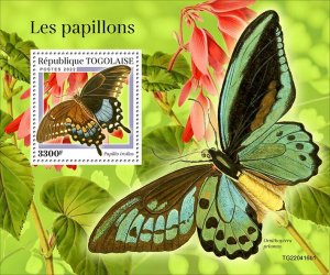 TOGO - 2022 - Butterflies - Perf Souv Sheet #1 - Mint Never Hinged