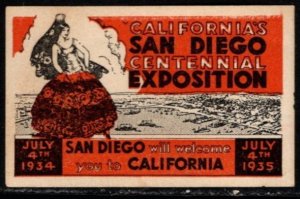 1932 US Poster Stamp California San Diego Centennial Exposition Unused