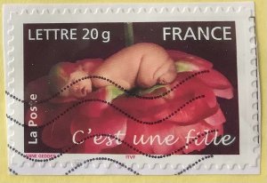 France 2005 Scott 3132 used -  Greetings, C'est une fille, It's a Girl