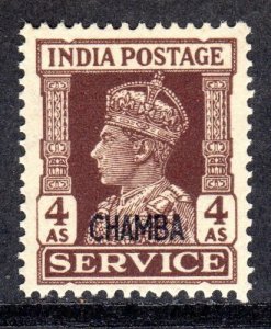 INDIA  --CHAMBA - 1940-43- SG081 -  4 anna   -  Mint Never Hinged 