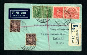 Lot2k Australia Cover Registered 1946 Multi stamps to Philatelique Paris Francs