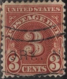 US J82 (used) 3¢ numeral, dull carmine (perf. 11x10½) (1931)