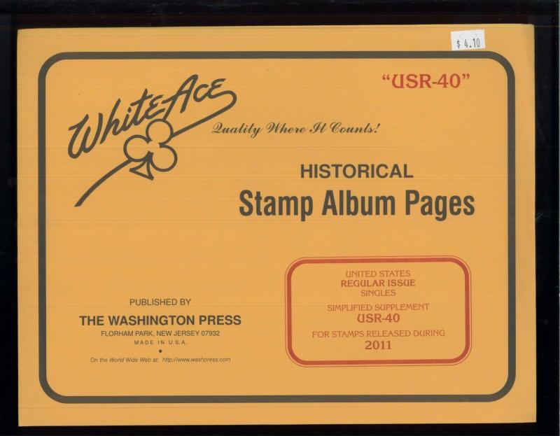 2011 White Ace US Regular Issue Stamp Album Simplified Supplement USR-40