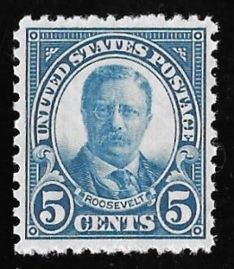 637 5 cents T. Roosevelt, Blue Stamp mint OG NH EGRADED VF 80