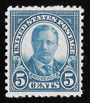 637 5 cents T. Roosevelt, Blue Stamp mint OG NH EGRADED VF 80