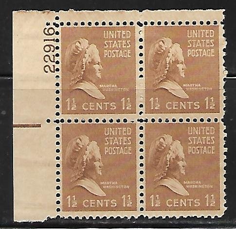 #805 Presidential  Upper Left Plate Block #22916 F VF NH  SCV=$.50