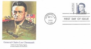 1990 FDC, #2187, 40c Claire L. Chennault, Fleetwood & hand-made (J.E.G.)