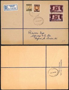 Morocco Agencies French currency and Tangier 1937 Coronation on FDC