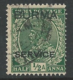 Burma # O2  George V - official  (1)  VF Used